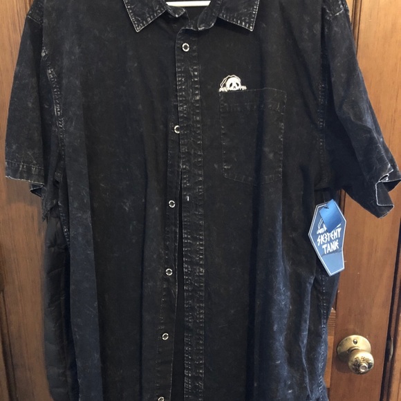 Sketchy Tank Acid Wash Button Up Shirt Nwt